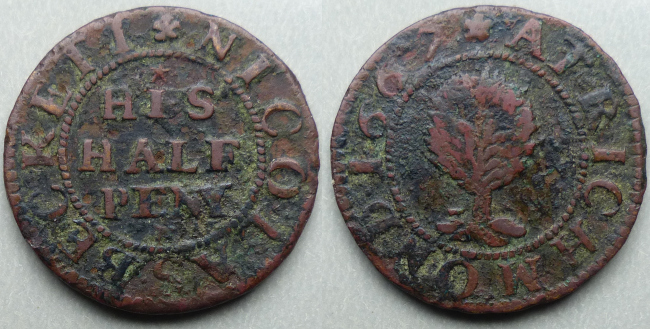 Richmond, Nicholas Beckett 1667 halfpenny
